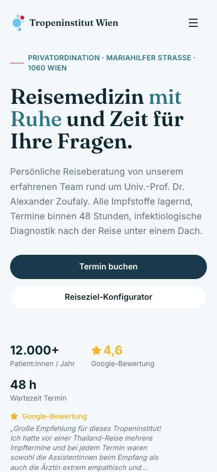 Startseite auf dem Smartphone